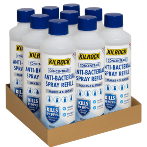 12 x Kilrock Anti-Bacterial Multi-Surface Spray 400ml Wholesale Job Lot (RRP $13.14 per Bottle)